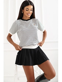 Svetr s krátkým rukávem s proužky model 230141 Italy Moda