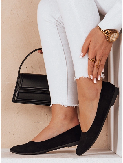 Dámské semišové baleríny s plochým podpatkem GLAMINO černé FashionStreet ZY0763 Dámské semišové baleríny s plochým podpatkem GLAMINO černé FashionStreet ZY0763