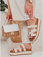 Dámské žabky na suchý zip PLATFOR beige FashionStreet ZY0866 Dámské žabky na suchý zip PLATFOR beige FashionStreet ZY0866
