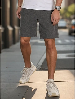 Pánské tmavě šedé teplákové kraťasy FashionStreet SX2484
