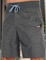 Pánské tmavě šedé teplákové kraťasy FashionStreet SX2484 Pánské tmavě šedé teplákové kraťasy FashionStreet SX2484