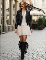 Dámské semišové kozačky s třásněmi a plochými podpatky černé FashionStreet ZY1337 Dámské semišové kozačky s třásněmi a plochými podpatky černé FashionStreet ZY1337