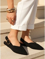 Dámské semišové baleríny s otevřeným podpatkem slingback černé FashionStreet ZY1353 Dámské semišové baleríny s otevřeným podpatkem slingback černé FashionStreet ZY1353