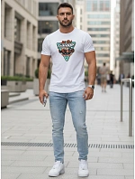 Pánské bavlněné tričko s potiskem HOT ROD GARAGE bílé FashionStreet NX5093R Pánské bavlněné tričko s potiskem HOT ROD GARAGE bílé FashionStreet NX5093R