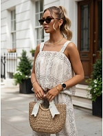 Komplet damski letni dwuczęściowy z wiskozą beżowy FashionStreet AY1204 Komplet damski letni dwuczęściowy z wiskozą beżowy FashionStreet AY1204