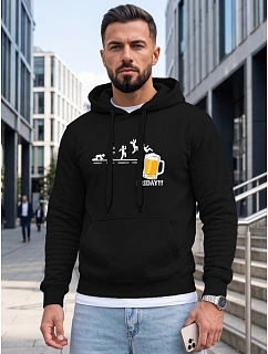 Bluza męska z kapturem z nadrukiem czarna FashionStreet NX5148BX