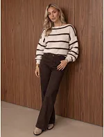 Dámské baggy džíny s vysokým pasem, hnědé, FashionStreet UY3197 Dámské baggy džíny s vysokým pasem, hnědé, FashionStreet UY3197