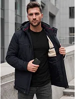 Kurtka męska zimowa pikowana z kapturem ocieplana granatowa FashionStreet TX5151 Kurtka męska zimowa pikowana z kapturem ocieplana granatowa FashionStreet TX5151