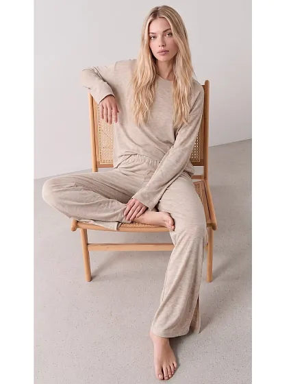 Pyžamo Luna 1312 dlouhé rukávy, velikosti S–2XL, béžové Pyžamo Luna 1312 dlouhé rukávy, velikosti S–2XL, béžové