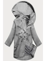 Šedý dámský kabát plus size s kapucí (2728) Šedý dámský kabát plus size s kapucí (2728)