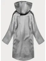 Šedý dámský kabát plus size s kapucí (2728) Šedý dámský kabát plus size s kapucí (2728)