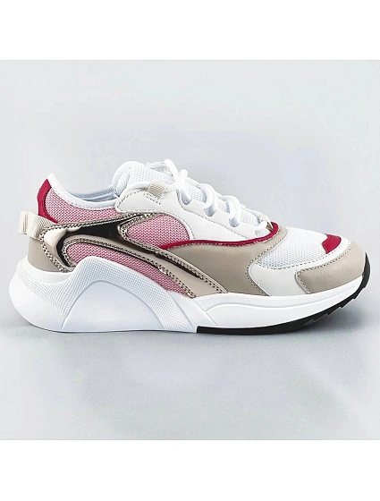 Růžové šněrovací sneakersy s barevnými vsadkami (6346) Růžové šněrovací sneakersy s barevnými vsadkami (6346)