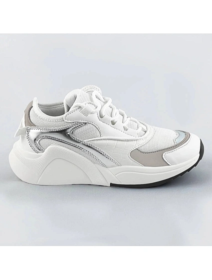 Bílé šněrovací sneakersy s barevnými vsadkami (6346) Bílé šněrovací sneakersy s barevnými vsadkami (6346)