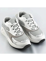 Bílo-šedé šněrovací sneakersy s barevnými vsadkami (6346) Bílo-šedé šněrovací sneakersy s barevnými vsadkami (6346)