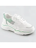 Bílo-mátové dámské sneakersy s brokátovými vsadkami (LU-2) Bílo-mátové dámské sneakersy s brokátovými vsadkami (LU-2)