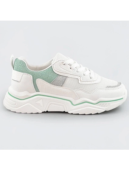 Bílo-mátové dámské sneakersy s brokátovými vsadkami (LU-2) Bílo-mátové dámské sneakersy s brokátovými vsadkami (LU-2)
