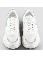 Bílo-mátové dámské sneakersy s brokátovými vsadkami (LU-2) Bílo-mátové dámské sneakersy s brokátovými vsadkami (LU-2)