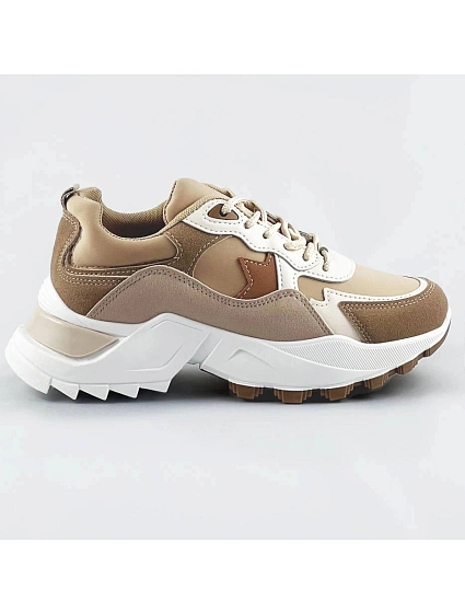 Sneakersy v khaki barvě z různých spojených materiálů (1109) Sneakersy v khaki barvě z různých spojených materiálů (1109)