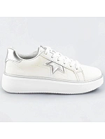 Bílo-stříbrné šněrovací tenisky sneakers s hvězdičkou (BB126L) Bílo-stříbrné šněrovací tenisky sneakers s hvězdičkou (BB126L)
