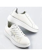 Bílo-stříbrné šněrovací tenisky sneakers s hvězdičkou (BB126L) Bílo-stříbrné šněrovací tenisky sneakers s hvězdičkou (BB126L)