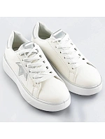 Bílo-stříbrné šněrovací tenisky sneakers s hvězdičkou (BB126L) Bílo-stříbrné šněrovací tenisky sneakers s hvězdičkou (BB126L)