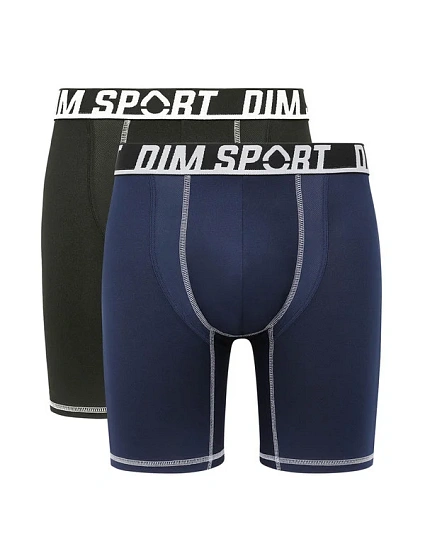Pánské sportovní boxerky 2 ks DIM SPORT LONG BOXER 2x - DIM SPORT - černá