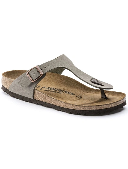 Pánské šedé žabky Birkenstock Gizeh Birko-Flor Nubuck Stone regular wide (43391) dámské Pánské šedé žabky Birkenstock Gizeh Birko-Flor Nubuck Stone regular wide (43391) dámské