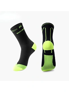 Sportovní ponožky Rockbros, černé s fluorescenčními prvky, velikost L