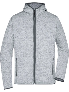 Daiber JN 589 Pánská pletená fleecová bunda s kapucí 02.0589 light melange/carbon