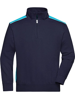 Daiber JN 868 Pracovní mikina s 1/4 zipem - Color 02.0868 navy/turquoise