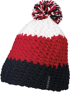 Daiber MB 7940 3-barevná háčkovaná čepice s bambulí 03.7940 navy/red/white