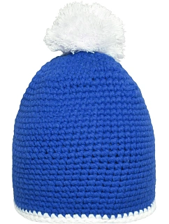 Daiber MB 7964 Háčkovaná čepice s kontrast. lemem a bambulí 03.7964 blue/white