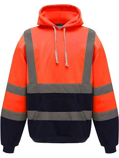 Yoko HVK 05 Hi-Vis mikina s kapucí 79.VK05 hi vis orange/navy