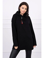 Tunika na zip s kapucí Oversize černá Tunika na zip s kapucí Oversize černá