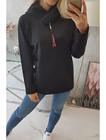 Tunika na zip s kapucí Oversize černá Tunika na zip s kapucí Oversize černá
