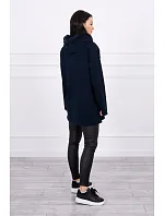 Oversize tmavě modrá tunika na zip s kapucí