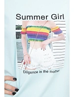 Halenka s potiskem Summer Girl v mátové barvě Halenka s potiskem Summer Girl v mátové barvě