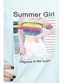 Halenka s potiskem Summer Girl v mátové barvě