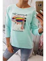 Halenka s potiskem Summer Girl v mátové barvě Halenka s potiskem Summer Girl v mátové barvě