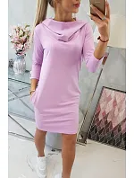 Šaty s kapucí a kapsami fialové Šaty s kapucí a kapsami fialové