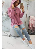 Tmavě růžová tunika na zip s kapucí Oversize Tmavě růžová tunika na zip s kapucí Oversize