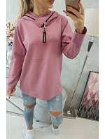 Tmavě růžová tunika na zip s kapucí Oversize Tmavě růžová tunika na zip s kapucí Oversize