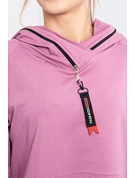 Tmavě růžová tunika na zip s kapucí Oversize Tmavě růžová tunika na zip s kapucí Oversize
