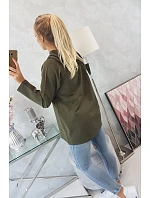 Tunika na zip s kapucí Oversize khaki barva Tunika na zip s kapucí Oversize khaki barva