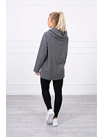 Oversize tunika s kapucí na zip v grafitové barvě Oversize tunika s kapucí na zip v grafitové barvě