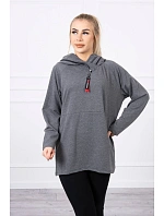 Oversize tunika s kapucí na zip v grafitové barvě Oversize tunika s kapucí na zip v grafitové barvě
