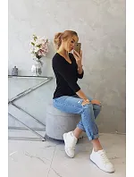 Halenka s výstřihem do V černá Halenka s výstřihem do V černá