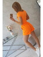 Bavlněná souprava se šortkami oranžová neonová Bavlněná souprava se šortkami oranžová neonová