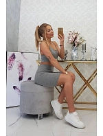 Sportovní set top + legíny šedá