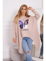 Oversize halenka s potiskem béžová Oversize halenka s potiskem béžová